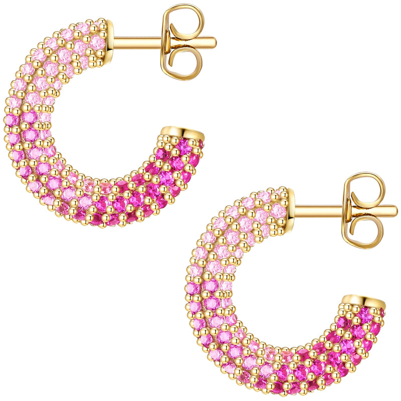 Creolen gold Zirkonia bunt