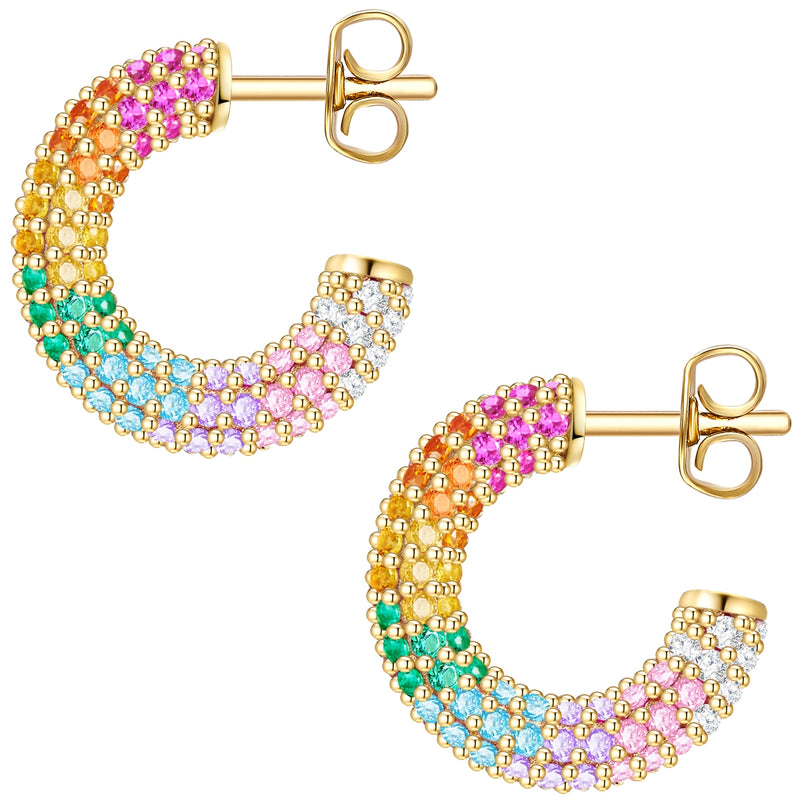 Creolen gold mit bunten Zirkonia