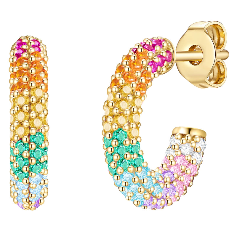 Creolen gold mit bunten Zirkonia