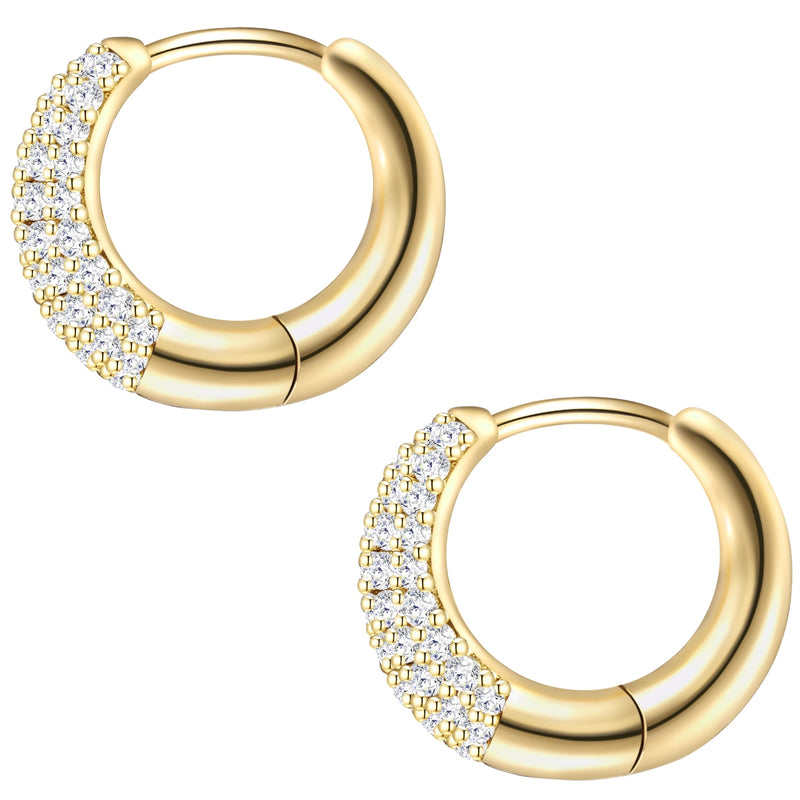 Creolen gold mit vielen Zirkonia-Steinen