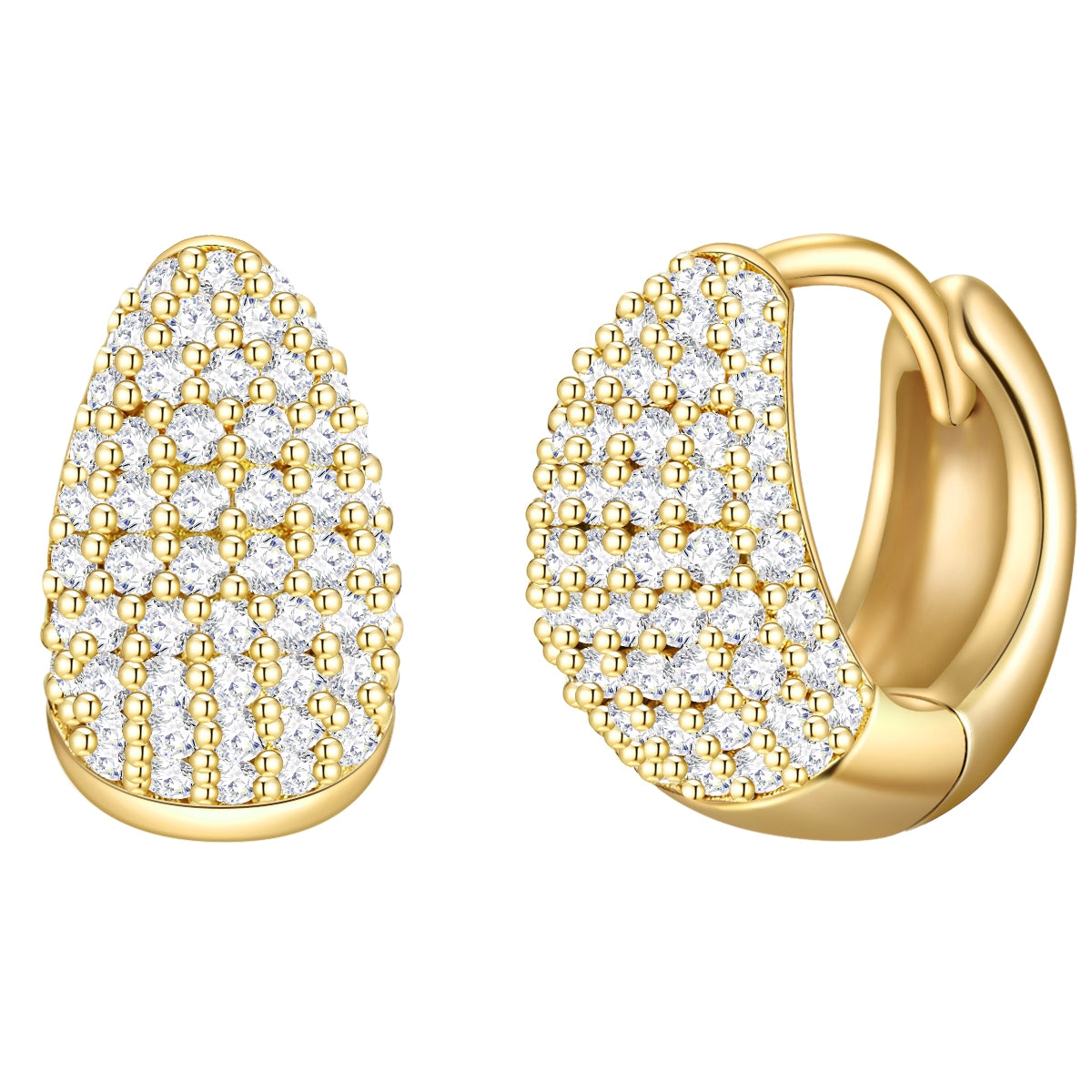 Creolen gold mit vielen Zirkonia-Steinen