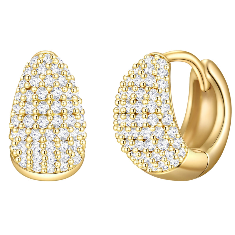 Creolen gold mit vielen Zirkonia-Steinen