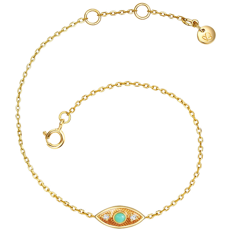 Armband mit Zirkonia/Jade gelbgold