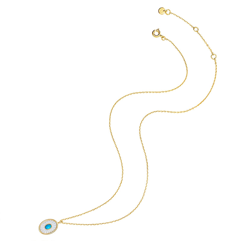 Kette mit Perlmutt/Türkis (rek.) gelbgold