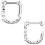 Silber Creolen Opal (synth.)