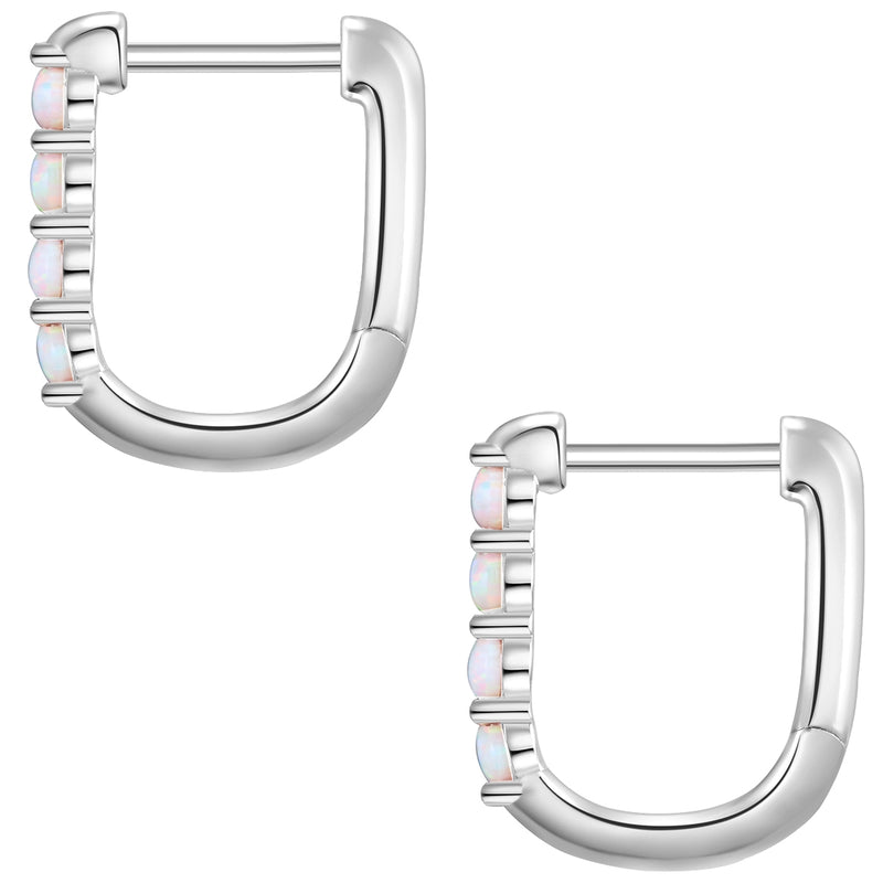 Silber Creolen Opal (synth.)
