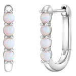 Silber Creolen Opal (synth.)