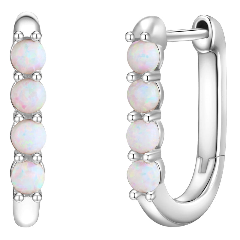 Silber Creolen Opal (synth.)