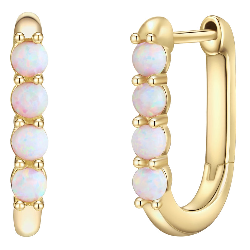Creolen gold mit Opal (synth.)