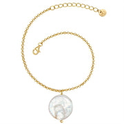 Armband gold große Perle