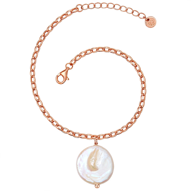 Armband roségold große Perle