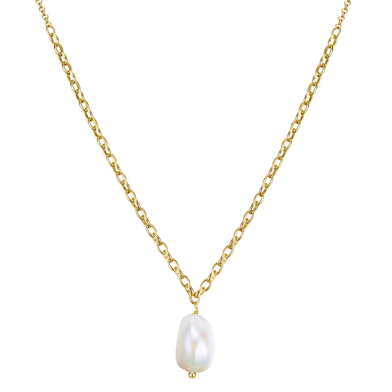 Kette mit Süßwasser-Zuchtperle gelbgold