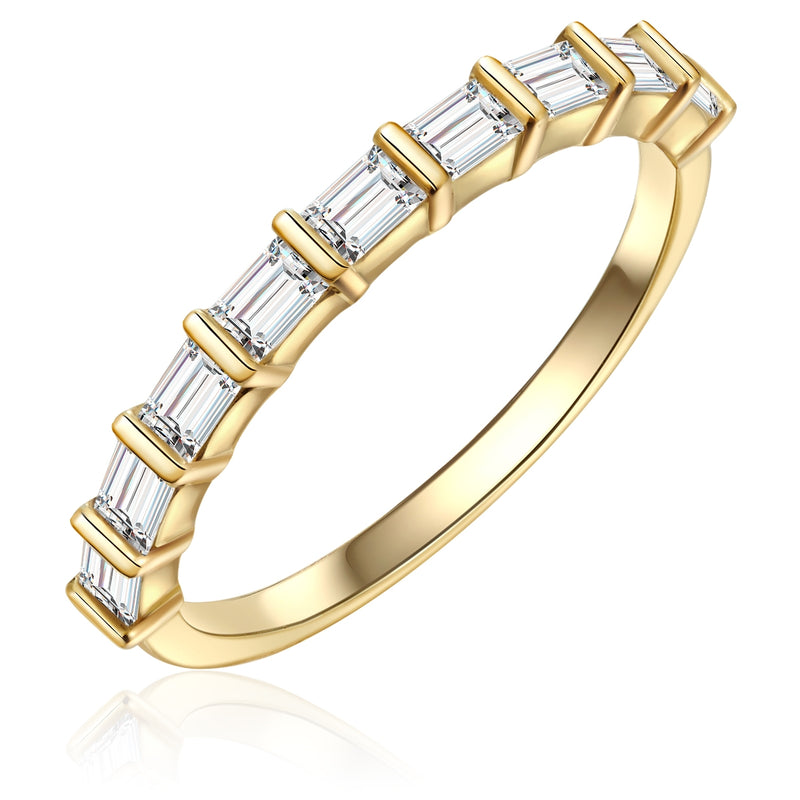 Goldener Ring mit Baguette-Zirkonia