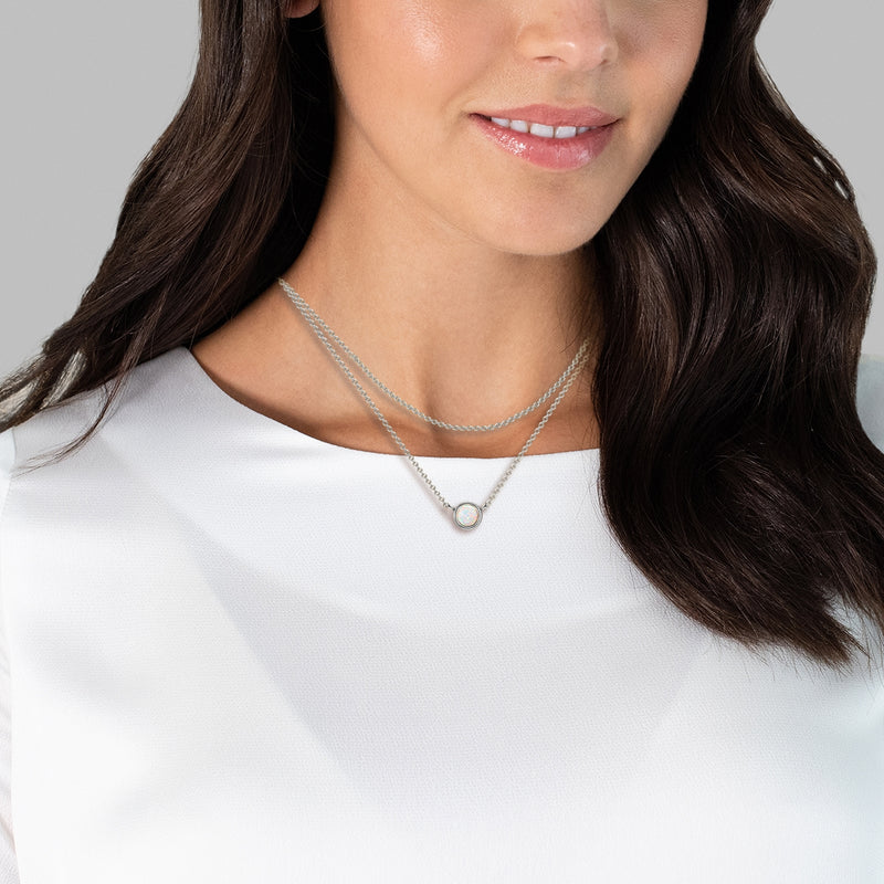 Hals Kette zweireihig Opal (synth.)