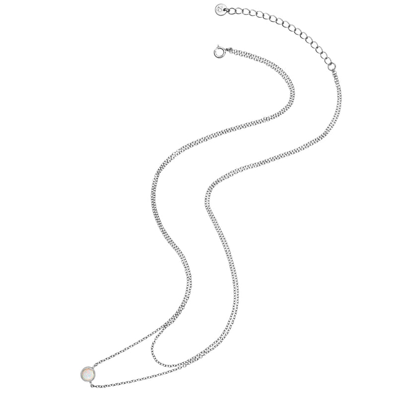 Hals Kette zweireihig Opal (synth.)