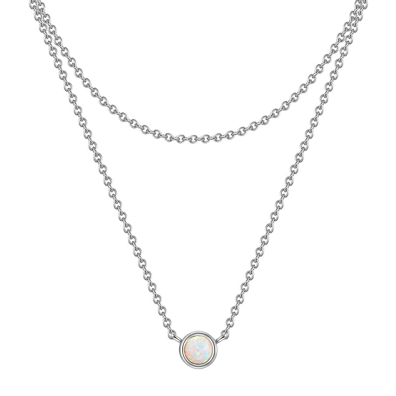 Hals Kette zweireihig Opal (synth.)