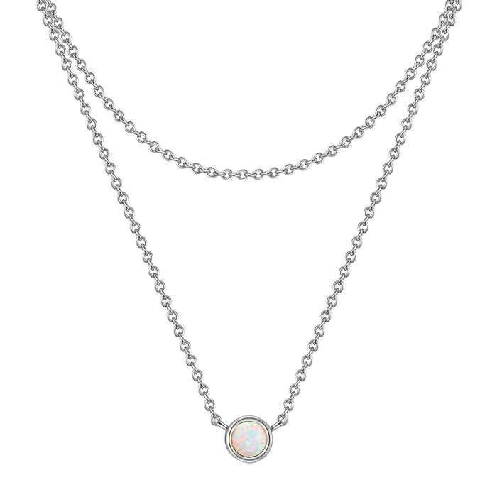 Hals Kette zweireihig Opal (synth.)