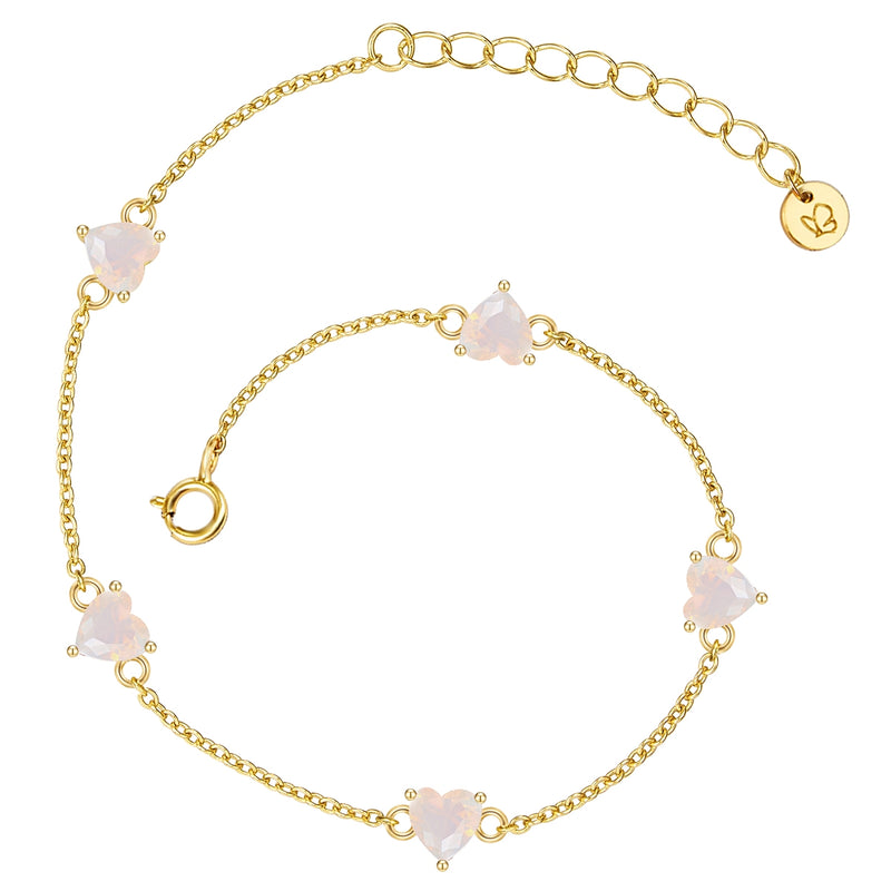 Herz Armband Mondstein gold