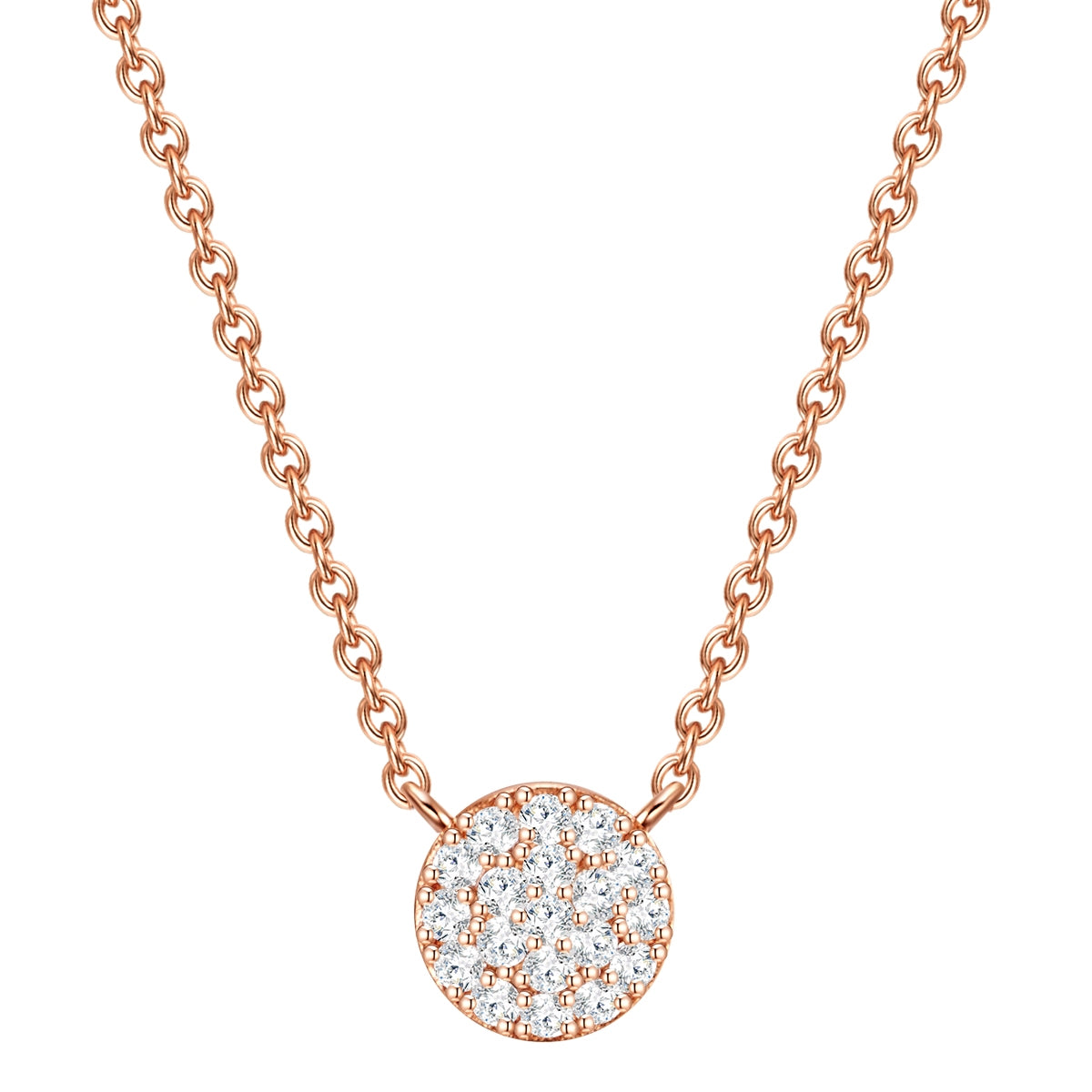 Kette mit rundem Zirkonia Anhänger roségold