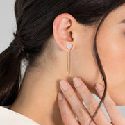 Ohrringe Stecker Herz Mondstein (synth.) gold