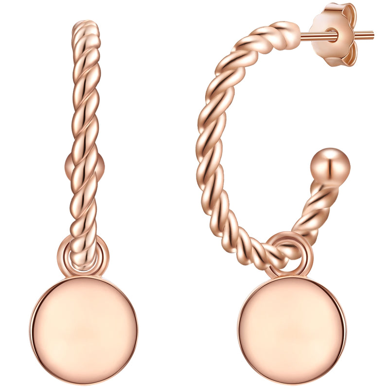 Creolen roségold gedreht mit Plättchen
