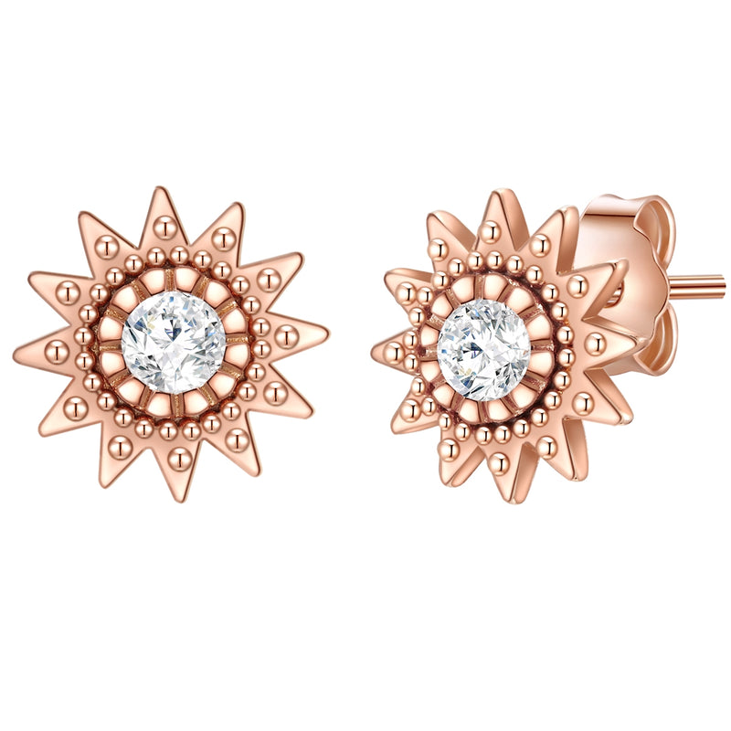 Ohrstecker roségold Sonne Zirkonia