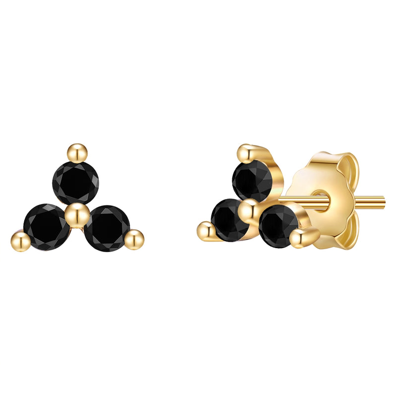 Ohrstecker gold Zirkonia schwarz