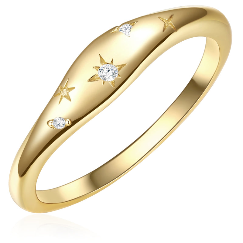 Ring STERN mit Zirkonia gelbgold