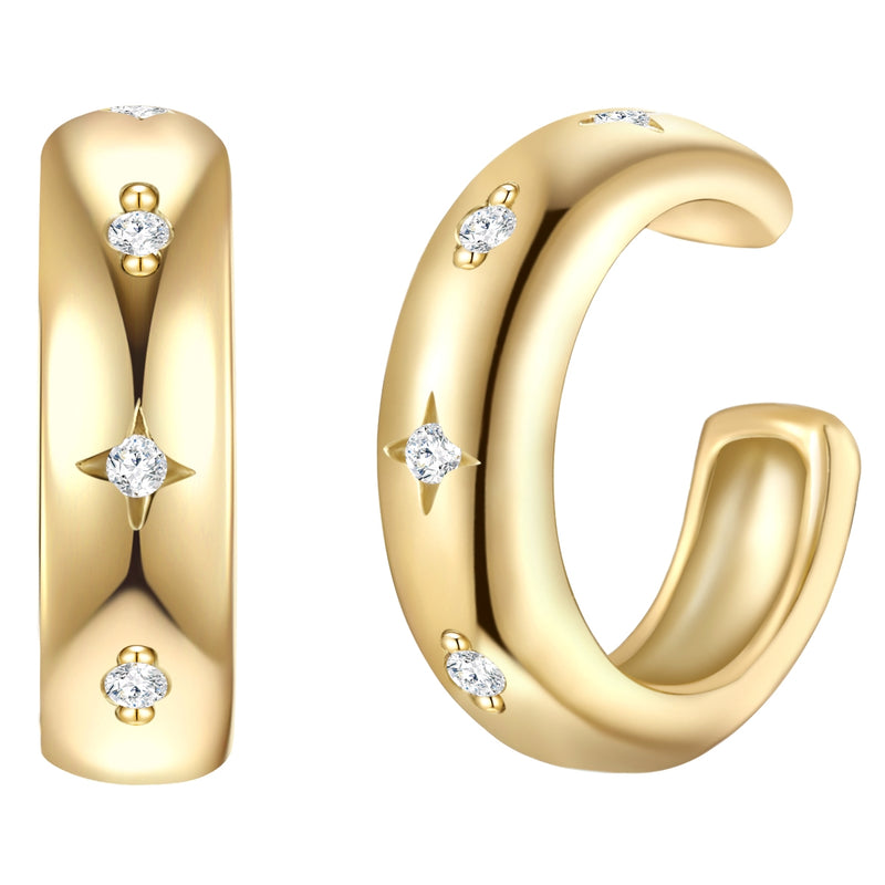 2er Ear cuff gold Zirkonia weiß