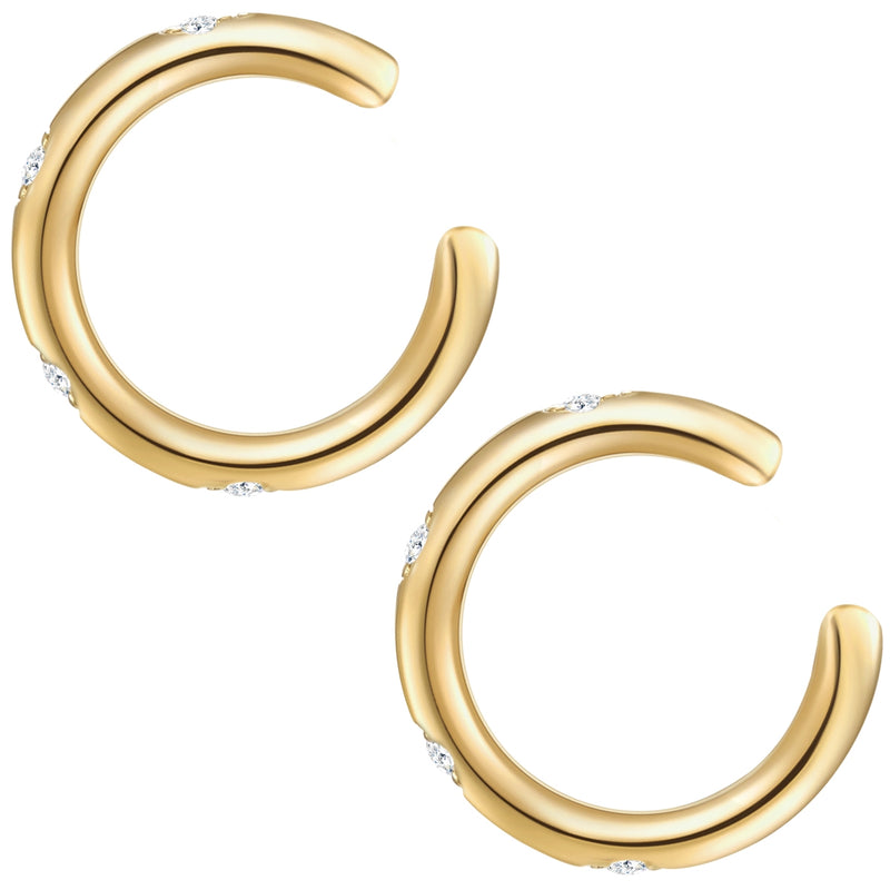 2er Ear cuff gold mit Zirkonia weiß