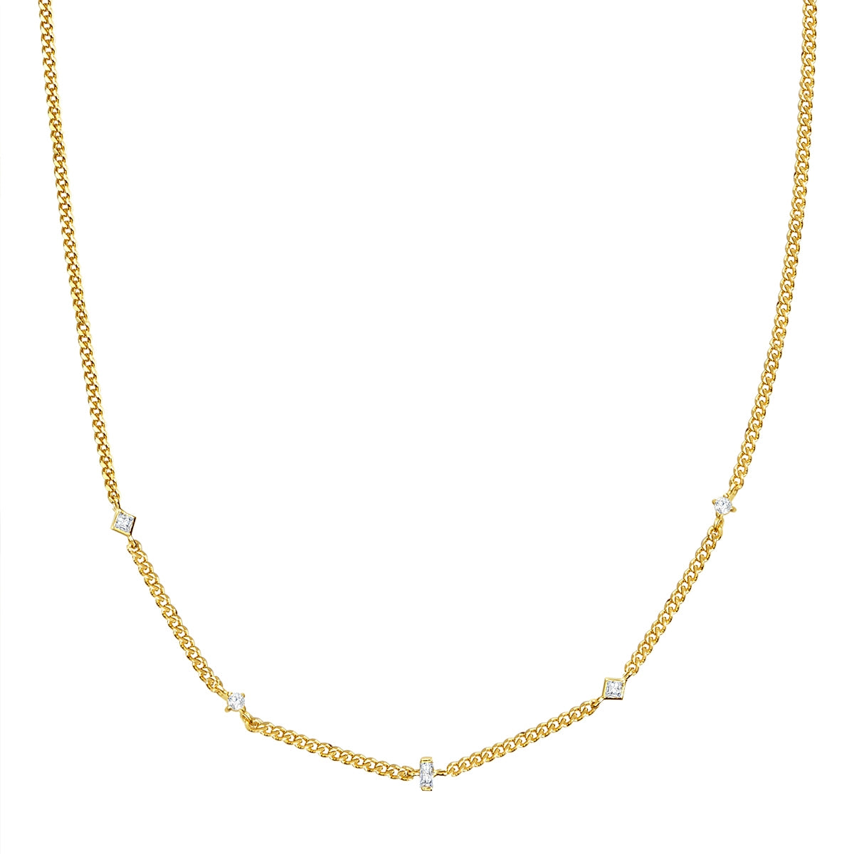 Panzerkette in gelbgold mit Zirkonia-Steinen