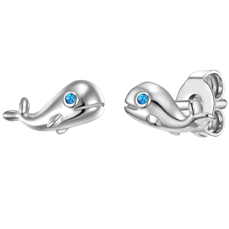 Kinderohrstecker silber Wal Zirkonia