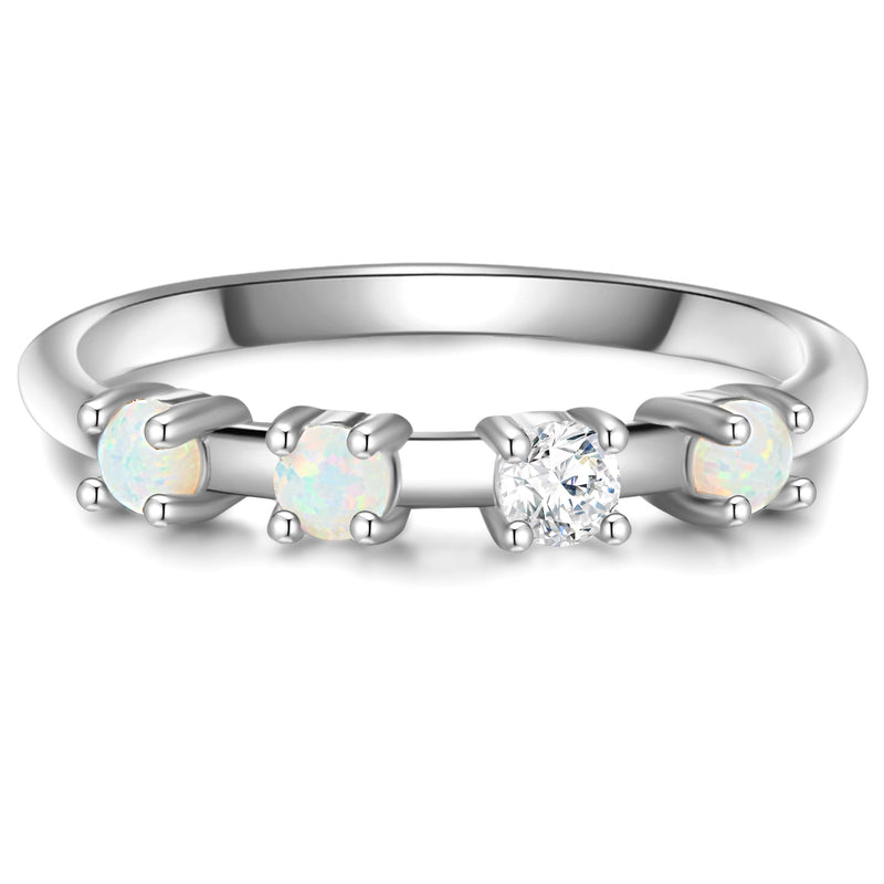 Ring mit Opal (synth.)/Zirkonia silber