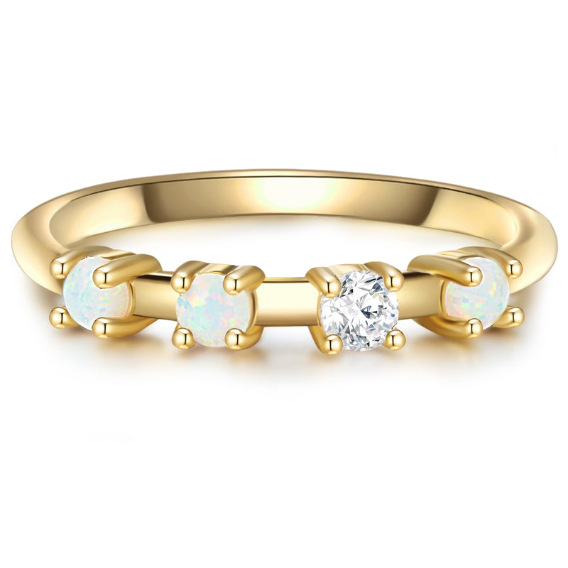 Ring mit Opal (synth.)/Zirkonia gelbgold