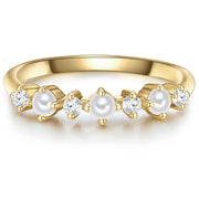 Perlenring gold Zirkonia