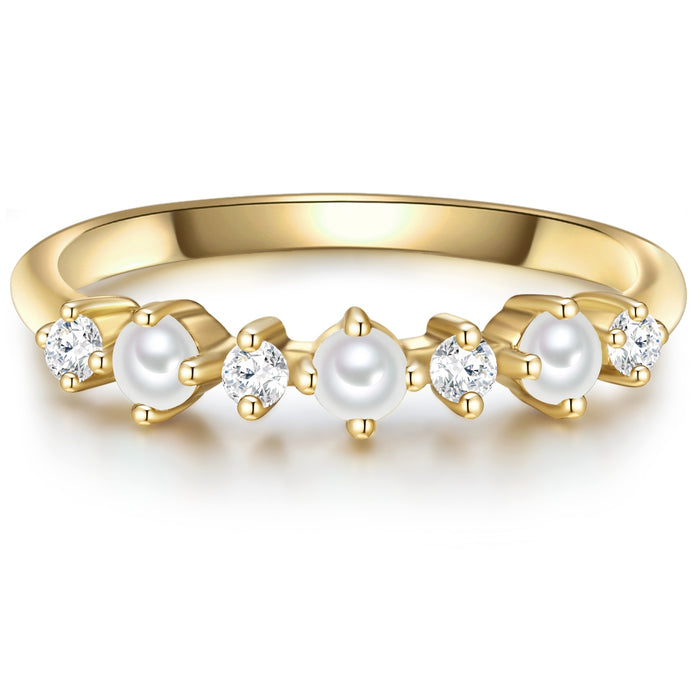 Perlenring gold Zirkonia