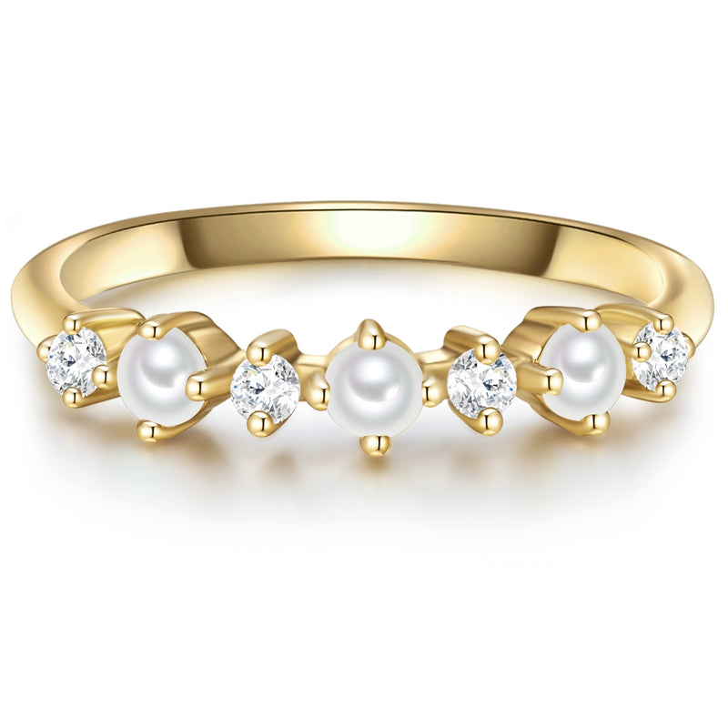 Perlenring gold Zirkonia