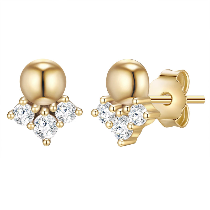 Ohrstecker gold Kugel Zirkonia