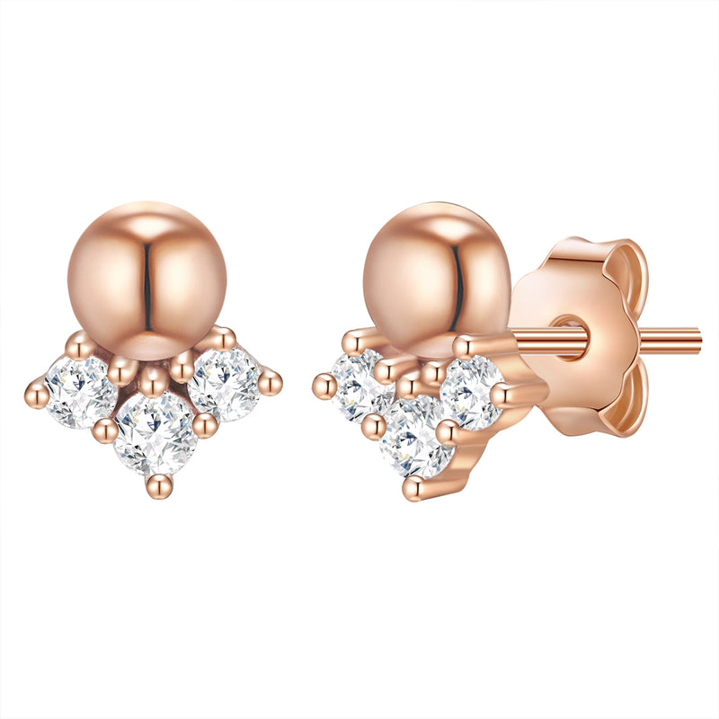 Ohrstecker roségold Kugel Zirkonia