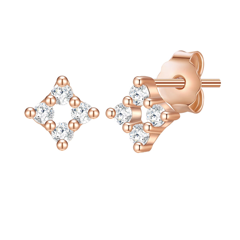 Ohrstecker roségold Quadrat Zirkonia