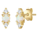 Ohrstecker gold Zirkonia Opal (synth.) Raute