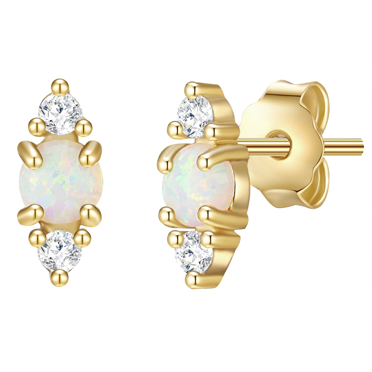 Ohrstecker gold Zirkonia Opal (synth.) Raute