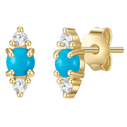 Ohrstecker gold Zirkonia Türkis (rek.) Raute