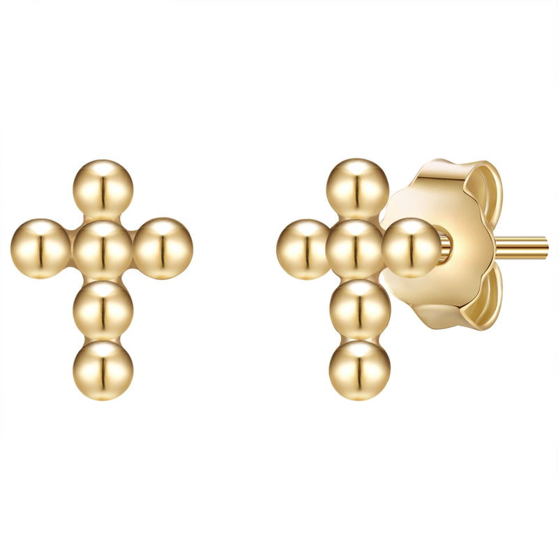 Ohrstecker gold Kreuz Kugeln