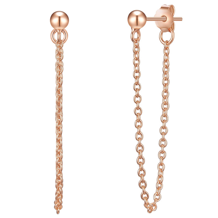 Ohrstecker roségold Kugel Kettchen