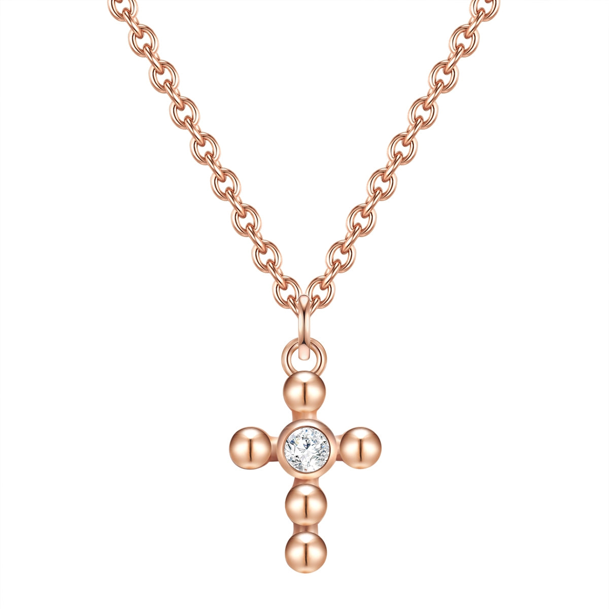Kreuzkette roségold mit Topas