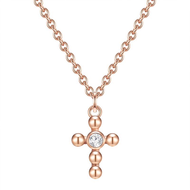 Kreuzkette roségold mit Topas
