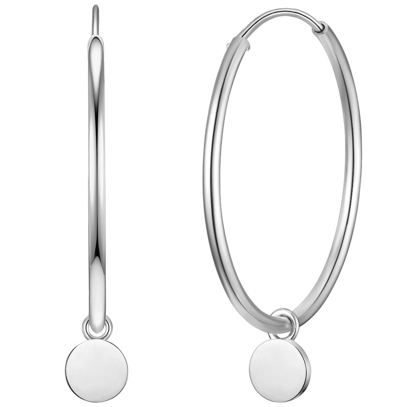 Creolen Ohrringe mit Plättchen silber