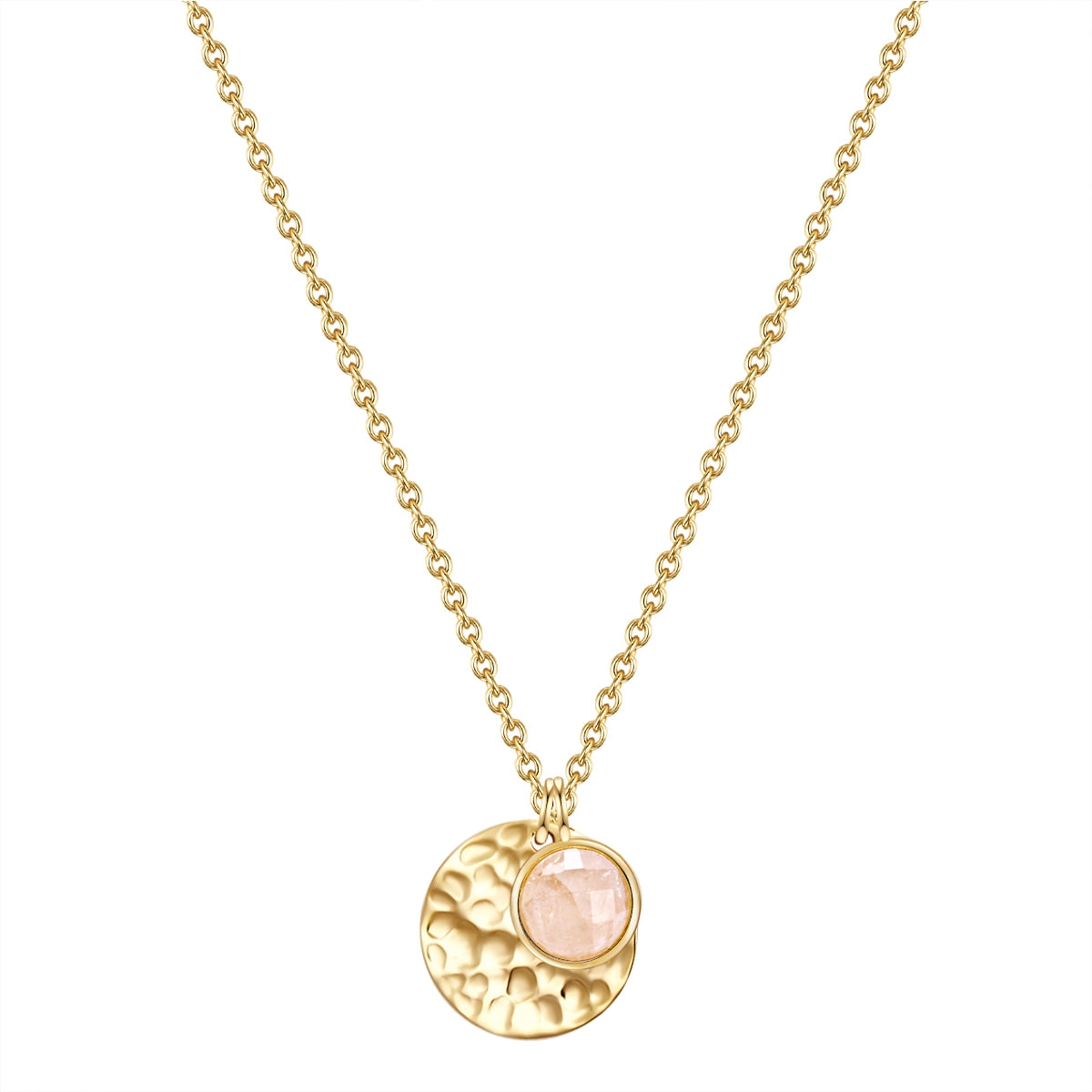 Kette gold mit Rosenquarz Anhänger