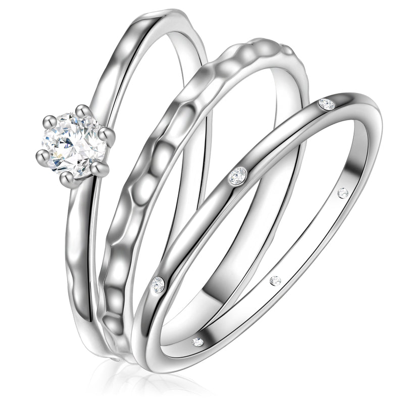 Ring mit Zirkonia, 3er Set